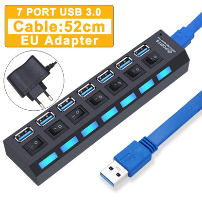USB Hub 3.0 With Power Switch 7 Port Expansion Pro
