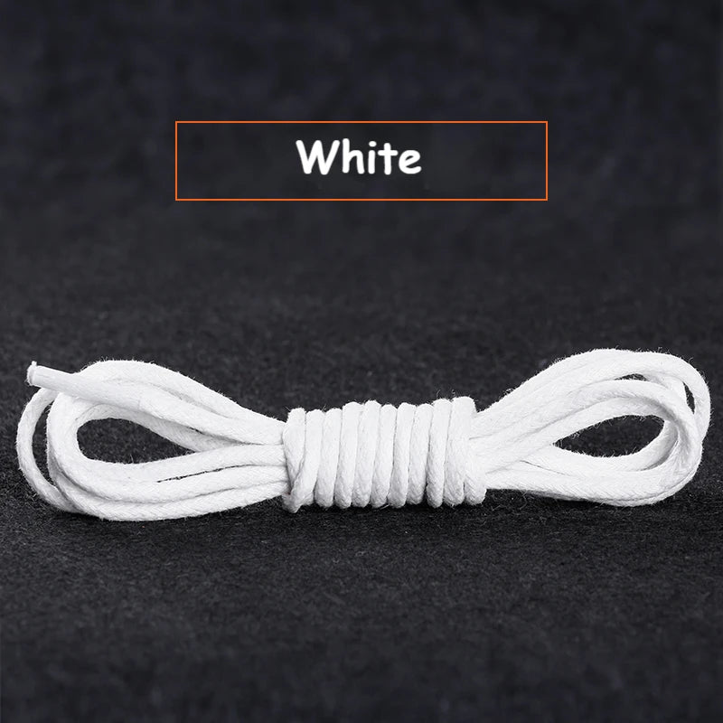 1Pair Cotton Waxed Shoelaces Round Oxford Shoe laces Boots Laces Waterproof Leather Shoelace Length 60/80/100/120/140/180cm - Smarsty