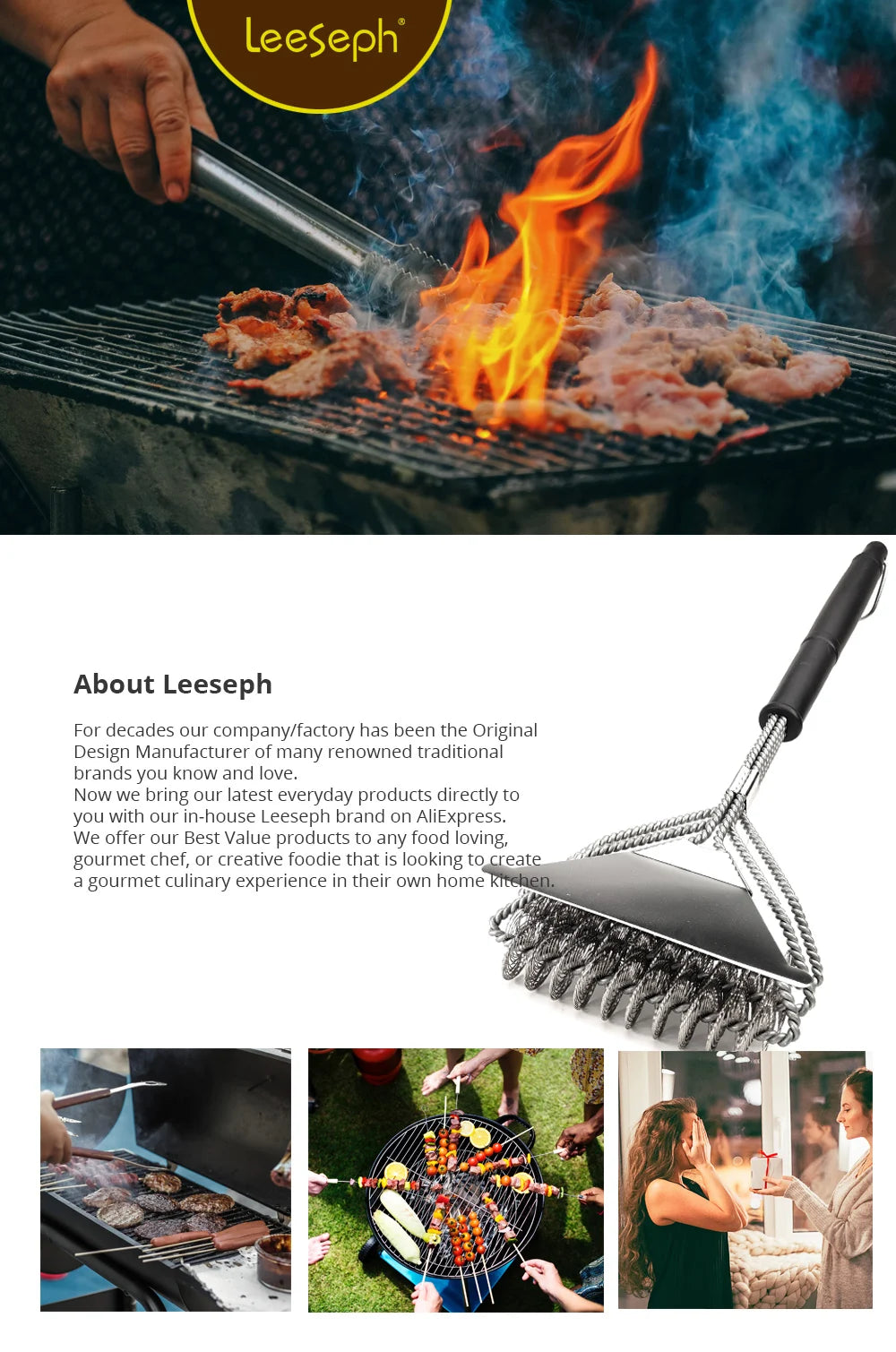 Bristle Free Grill Brush Rust Resistant Stainless Steel - Smarsty