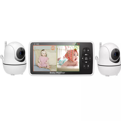 5 inch Video Baby Monitor with Two Camera and Audio, Night Vision, 4X Zoom, 1000ft Range 2-Way Audio Temperature Sensor Lullaby by Smarsty