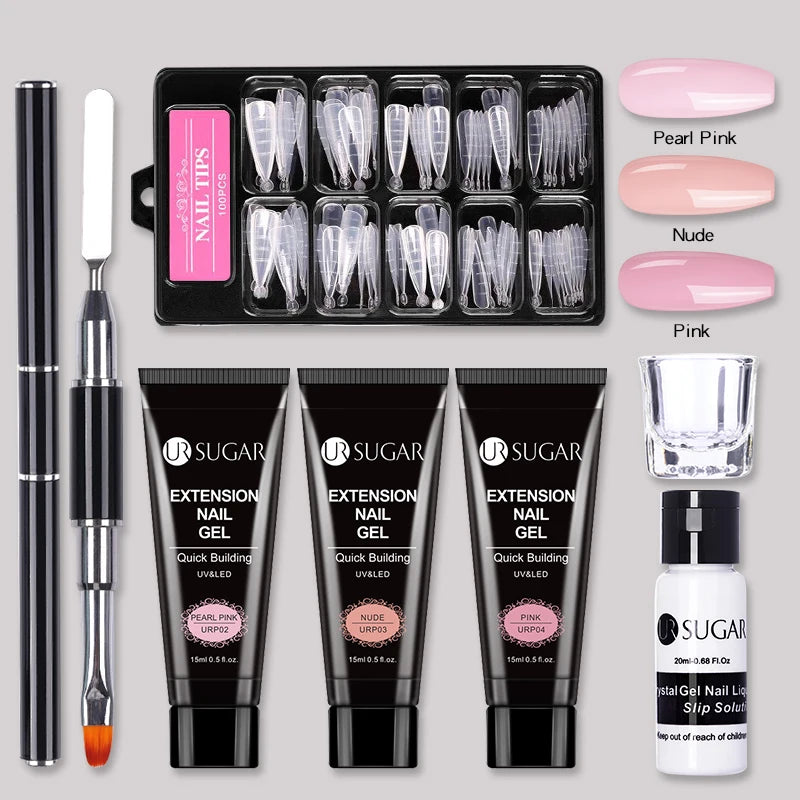 Nude Glitter Gel Nail Polish Kit for Long-Lasting Manicure - Smarsty
