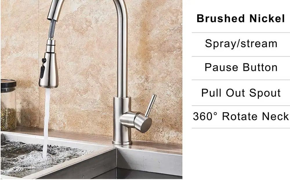 Rozin Chrome Kitchen Faucet with Pull Out Sprayer - Smarsty