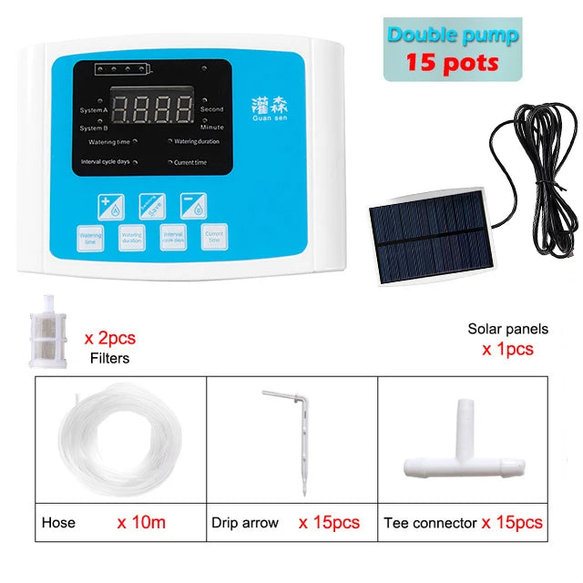 Solar Powered Automatic Garden Drip Irrigation Timer System - Smarsty