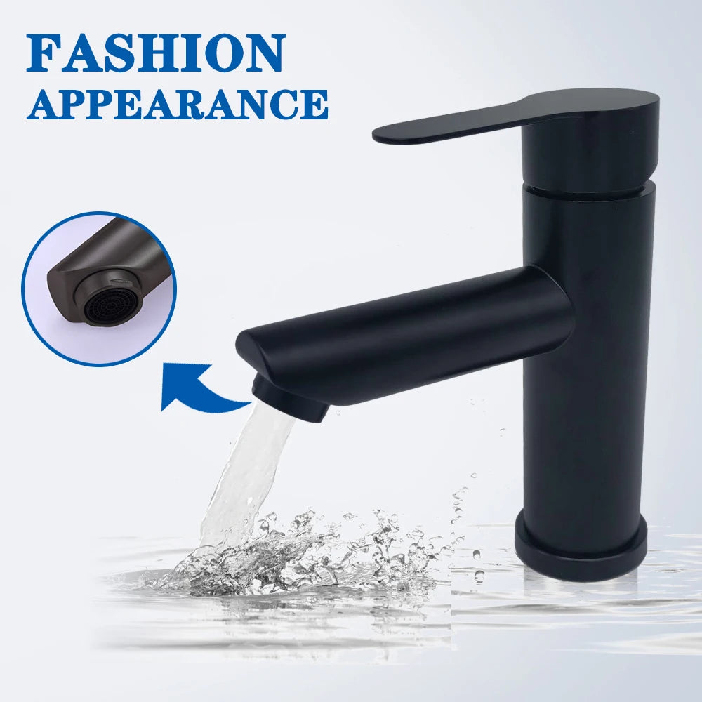 Black Square Bathroom Faucet Hot and Cold Mixer - Smarsty