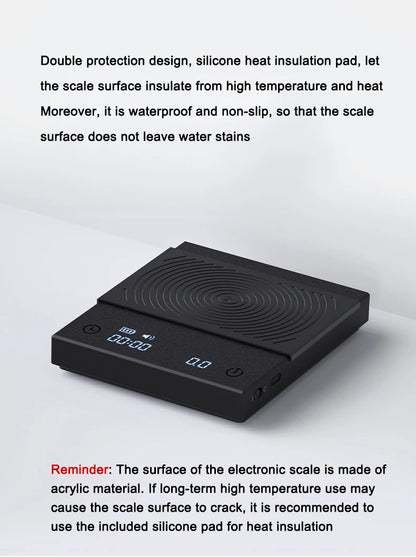 Timemore Basic 2 Black Mirror Coffee Scale with Auto Timer - Smarsty