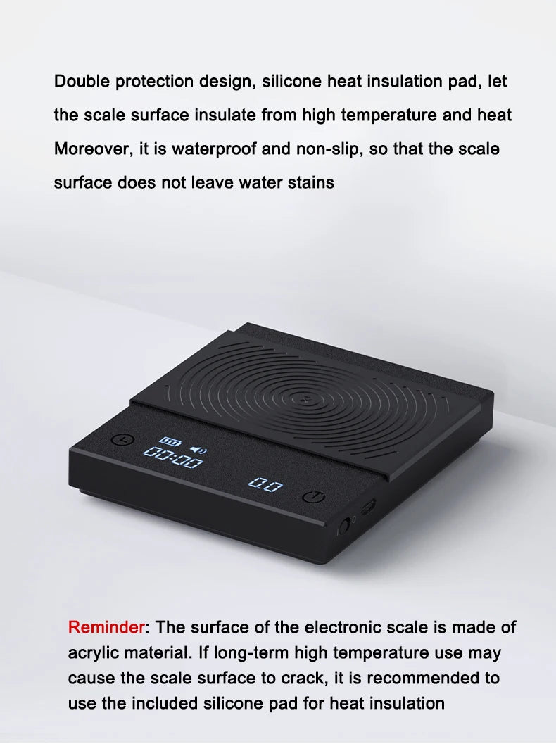 Timemore Basic 2 Black Mirror Coffee Scale with Auto Timer - Smarsty