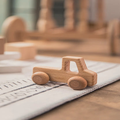 Wooden Baby Car Toys Beech Wooden Dinosaur Cartoon Car Teether Educational Montessori Toys For Children Teething Baby Toys