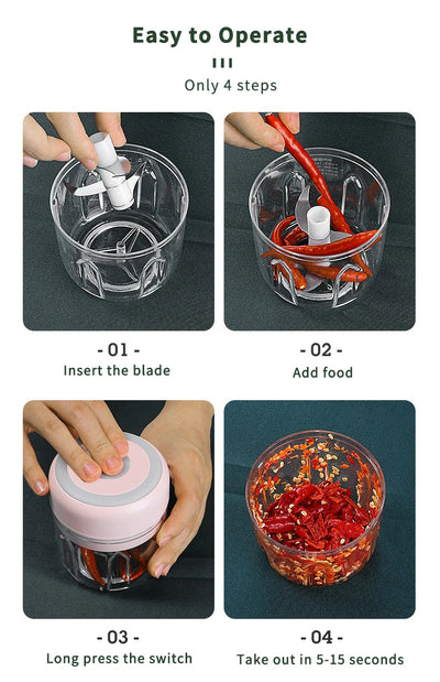 HiPiCok Meat Grinder Electric Garlic Crusher Food Chopper Mini Garlic Press Vegetable Chopper Masher Machine USB Kitchen Gadgets by Smarsty