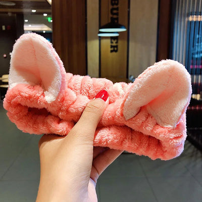 Soft Coral Fleece Bow Headband Warm Hair Holder Turban - Smarsty