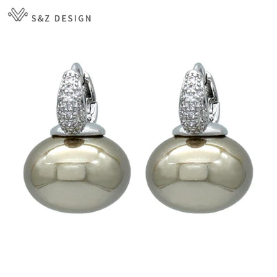 Fashion Pearl Dangle Earrings for Women with Cubic Zirconia - Smarsty