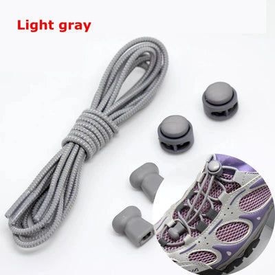 1 Pair 22 Colors Elastic Shoelaces Round Locking No Tie Shoe Laces Kids Adult Quick Lazy Laces Rubber Sneakers Shoelace T1 - Smarsty