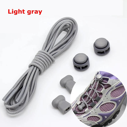 1 Pair 22 Colors Elastic Shoelaces Round Locking No Tie Shoe Laces Kids Adult Quick Lazy Laces Rubber Sneakers Shoelace T1 - Smarsty
