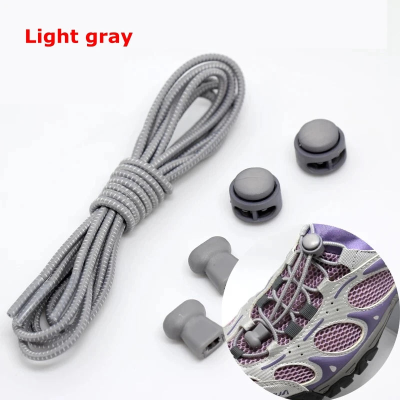 1 Pair 22 Colors Elastic Shoelaces Round Locking No Tie Shoe Laces Kids Adult Quick Lazy Laces Rubber Sneakers Shoelace T1 - Smarsty