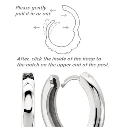 925 Sterling Silver Hoop Earrings White Crystal Luxury - Smarsty