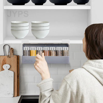 Kitchen Spice Rack Self-adhesive Spice Organizer Rack Seasoning Bottle Spice Organizer Wall-mounted Under-Shelf Kitchen Storage by Smarsty