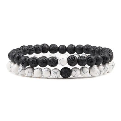 Couples Distance Lava Stone Yoga Bracelets Set - Smarsty
