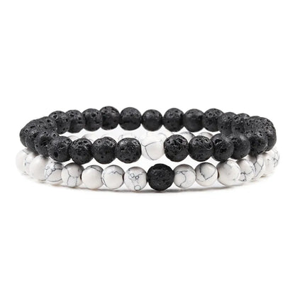 Couples Distance Lava Stone Yoga Bracelets Set - Smarsty