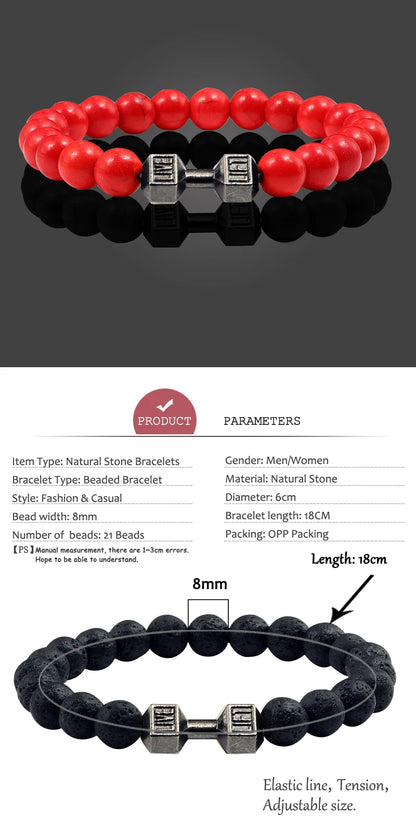 Natural Stone Dumbbell Bead Bracelet for Energy and Style - Smarsty