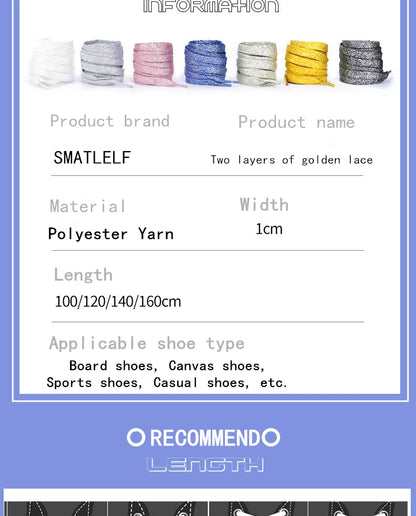 1Pair Fashion Glitter Shoelaces Colorful Flat Shoe laces for Athletic Running Sneakers Shoes Boot 1CM Width Shoelace Strings