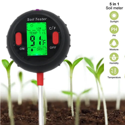 5 in 1 Soil Tester with Digital Readings for Garden Care - Smarsty