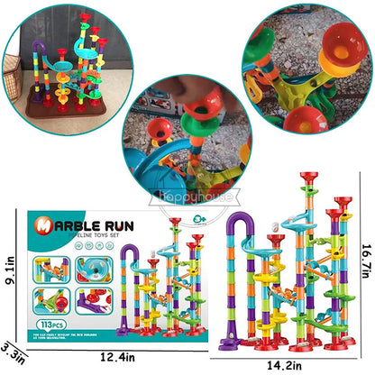 Marble Run Race Track Building Blocks Kids 3D Maze Ball Roll Toy DIY Marble Run Race Coaster Set 80/105/109/133pc Christmas Gift - Smarsty