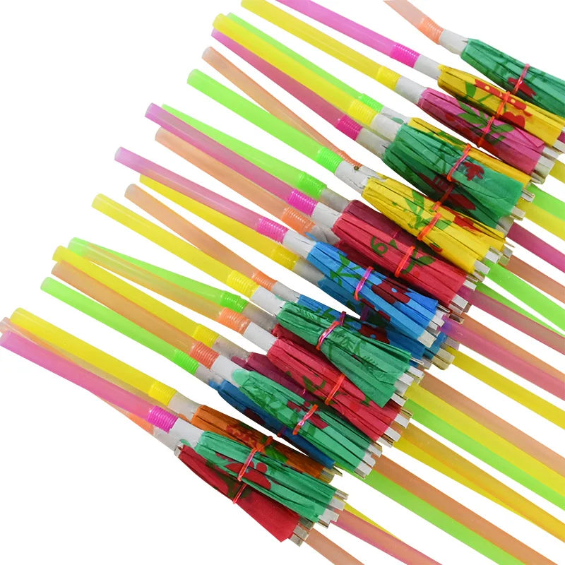 50PCS Hawaiian Party Umbrella Straws for Tropical Celebrations - Smarsty
