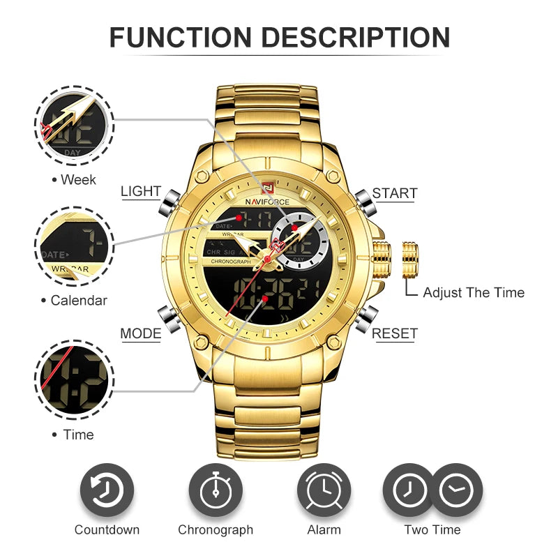 NAVIFORCE Luxury Waterproof Quartz Sport Watch for Men - Smarsty
