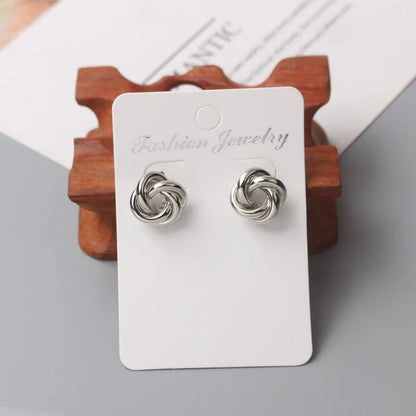 Tiny Gold Twist Round Stud Earrings Small Unusual Design - Smarsty