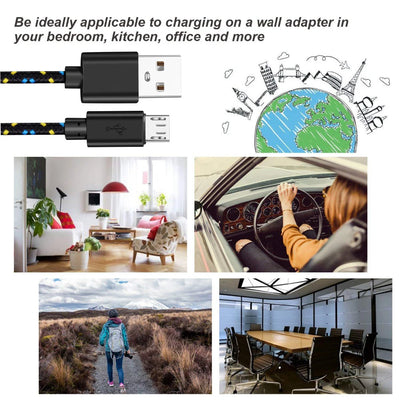 Micro USB Cable 1m/2m/3m Data Sync USB Charger Cable For Samsung Huawei Xiaomi HTC Android Phone Nylon Braided Microusb Cables - Smarsty