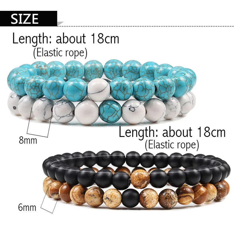 Couples Distance Lava Stone Yoga Bracelets Set - Smarsty