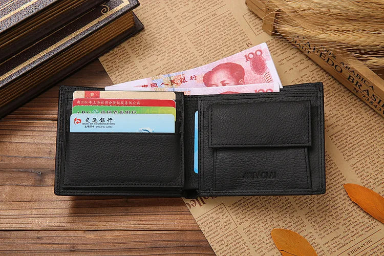 Classic Short Genuine Leather Men Wallets Fashion Coin Pocket Card Holder Men Purse Simple Quality Male Wallets - Smarsty