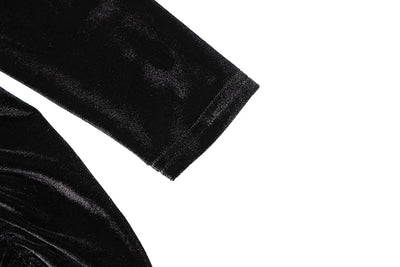 2022 Autumn Winter Women Solid Velvet Long Sleeve Ruched Midi Dress Side Slit Bodycon Sexy Streetwear Party Elegant Club - Smarsty