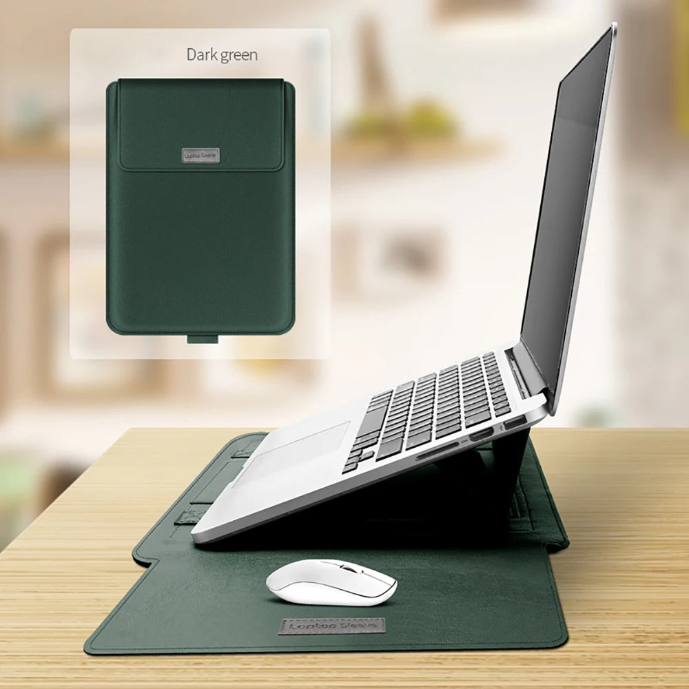 PU Laptop Sleeve With Stand Cover For MacBook Pro Air