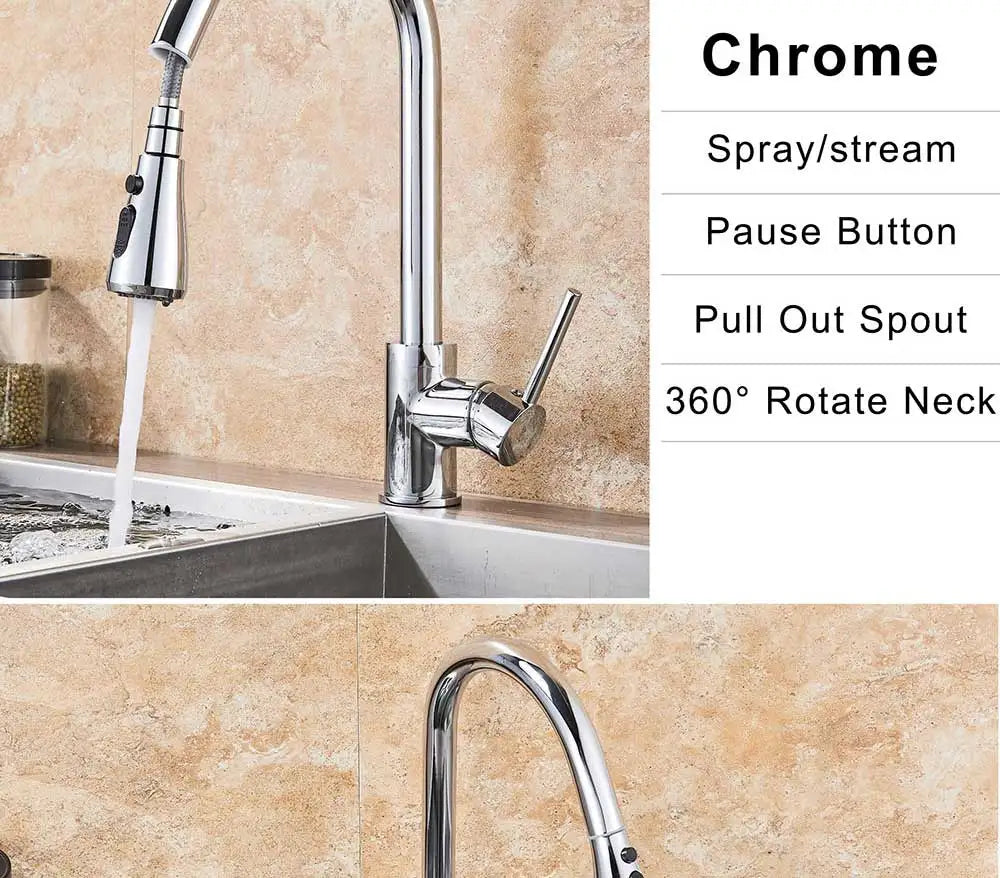 Rozin Chrome Kitchen Faucet with Pull Out Sprayer - Smarsty