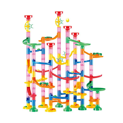 Marble Run Race Track Building Blocks Kids 3D Maze Ball Roll Toy DIY Marble Run Race Coaster Set 80/105/109/133pc Christmas Gift - Smarsty
