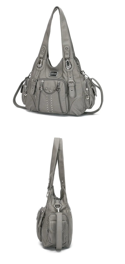 Angelkiss PU Leather Women Shoulder Bag Zipper Closure - Smarsty