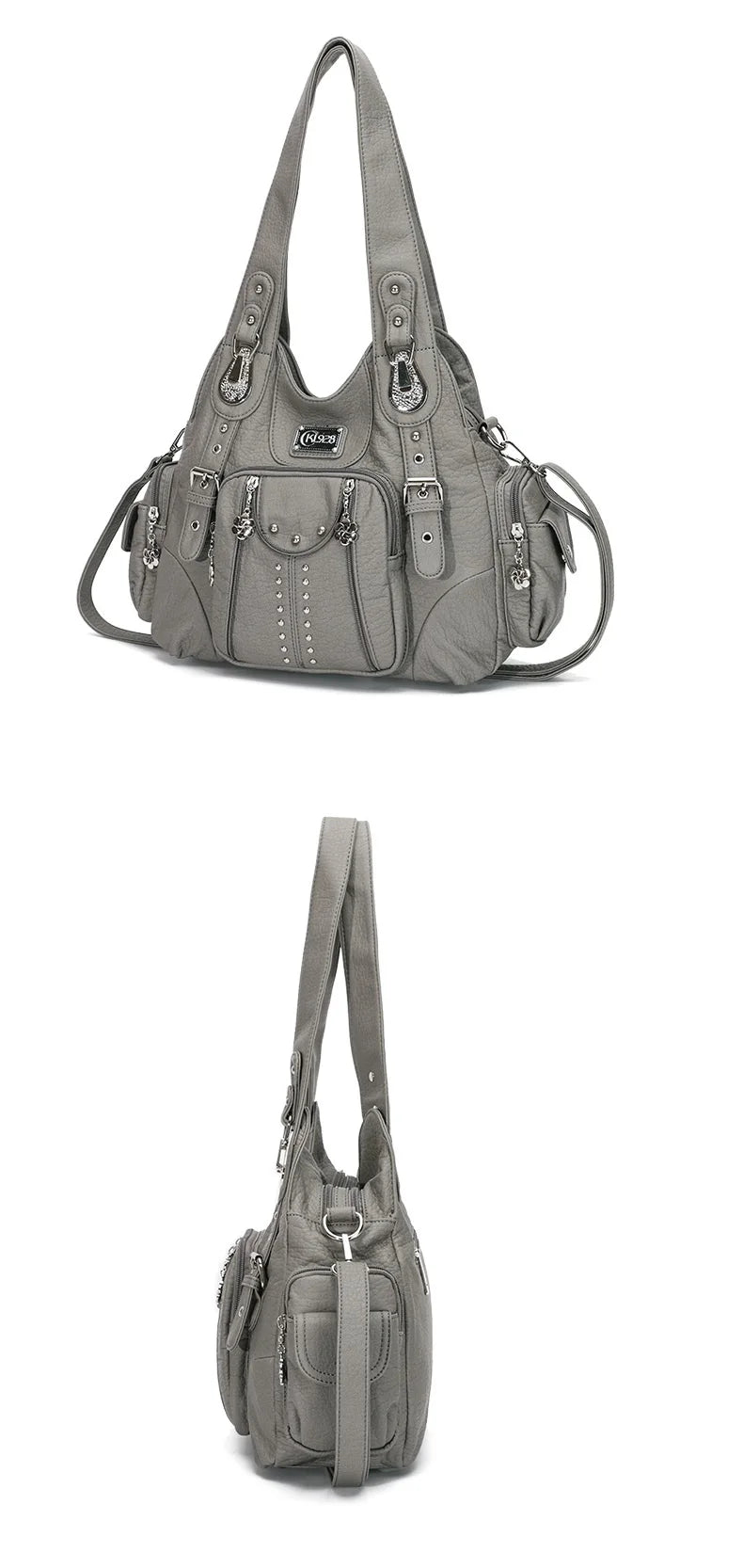 Angelkiss PU Leather Women Shoulder Bag Zipper Closure - Smarsty