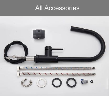 Black Kitchen Faucet with Pull Out Spray Versatile Hot and Cold Water - Smarsty