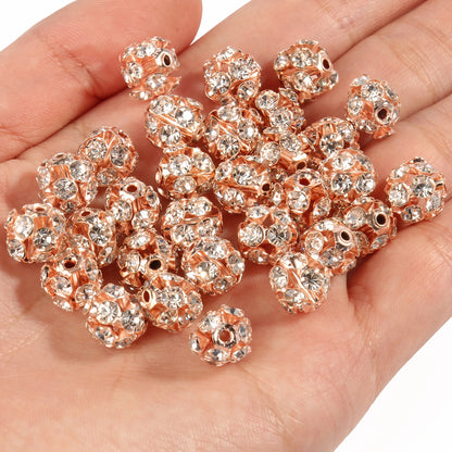 50pcs AB Color Metal Crystal Rhinestone Beads for Jewelry Making - Smarsty