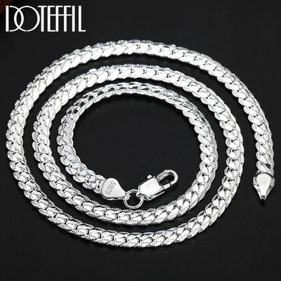 Sterling Silver Side Chain Necklace and Bracelet Set - Smarsty