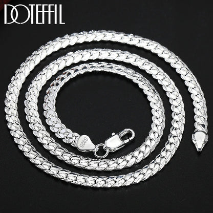 Sterling Silver Side Chain Necklace and Bracelet Set - Smarsty