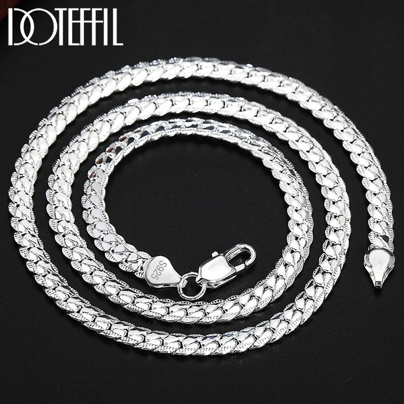 Sterling Silver Side Chain Necklace and Bracelet Set - Smarsty