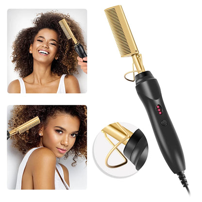 2 in 1 Electric Hot Comb Hair Straightener and Curler - Smarsty