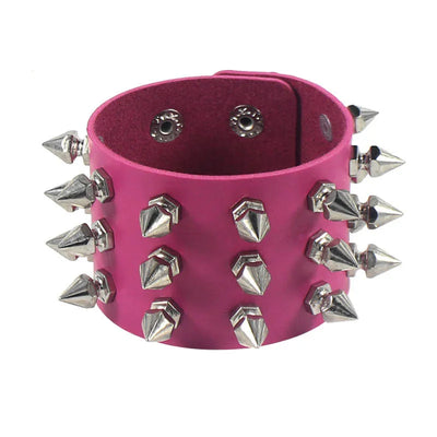 90s Punk Style PU Leather Spiked Bracelet - Smarsty