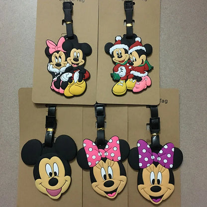 Cute Mickey and Minne Luggage Travel Accessories Tag Silica Gel Suitcase ID Addres Holder Baggage Boarding Tag Portable Label - Smarsty