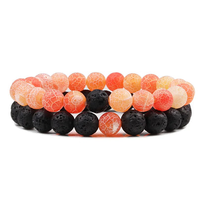 Couples Distance Lava Stone Yoga Bracelets Set - Smarsty