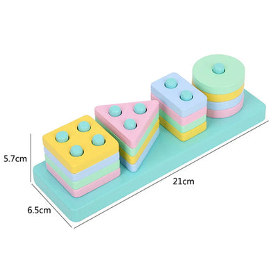 Montessori Toy Wooden Building Blocks Early Learning Educational Toys Color Shape Match Kids Puzzle Toys For Children Boys Girls - Smarsty