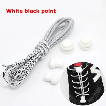 1 Pair 22 Colors Elastic Shoelaces Round Locking No Tie Shoe Laces Kids Adult Quick Lazy Laces Rubber Sneakers Shoelace T1 - Smarsty