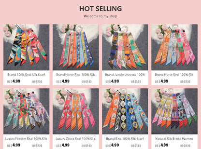 Silk Summer Scarf for Women Lightweight Neckwear - Smarsty