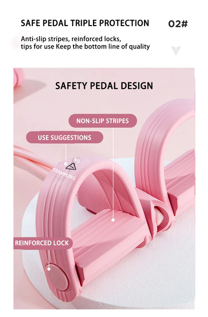 Multifunction Tension Rope 6-Tube Elastic Yoga Pedal Puller Resistance Band Tension Rope for Leg Stretching Slimming Training